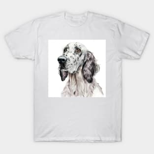 English Setter Dog Watercolor Portrait T-Shirt